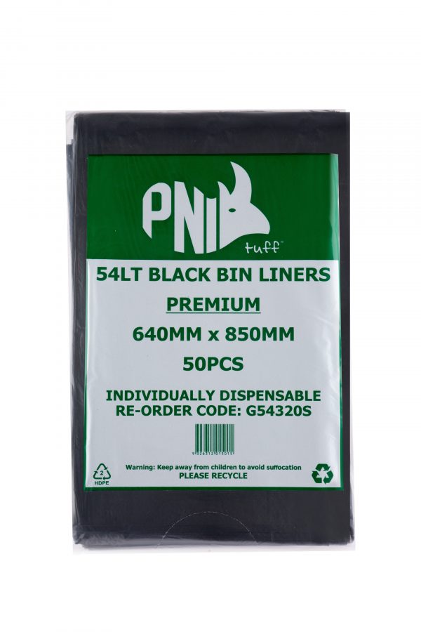 54LT Black Premium Bin Liner